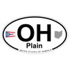 US Decal, Inc. Plain, Ohio Oval Sticker with State Flag