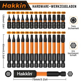 Hakkin 27-Piece Torx Bit Set Long T5-T40 Bit Set for Cordless Screwdriver