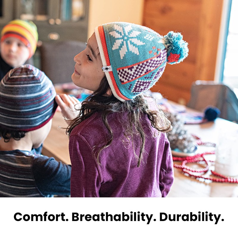 Smartwool Kids' Merino Wool Mountain Pattern Reversible Cuffed Beanie, Deep