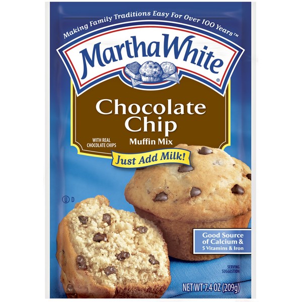 Martha White Muffin Mix, Chocolate Chip, 7.4-Ounce Packages (Pack of 12)