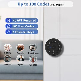 Keyless Entry Door Lock with Keypad, Keypad Deadbolt, Auto Unlock, Auto Lock, Smart Locks for Front Door, Easy Installation, Electronic Digital Door Lock with Code