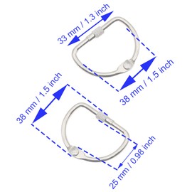HAJXZH 4 PCS Binding Book Rings 1.5 Inch D-Shaped Key Storage Ring Silver Tape Storage Rings for DIY Decoration and Paper Organization