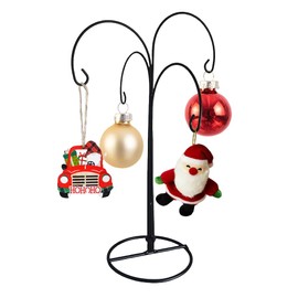 Ornament Display Stand,Christmas Tree,Iron Pothook Stand for Hanging Glass Globe Air Plant Terrarium, Witch Ball, Christmas Ornament and Home Wedding Decoration (Classic Black)