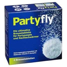 PARTYFLY Effervescent Tablets Pack of 12 = 3 x 4 Pieces - with Vitamin C and Electrolytes - Reload