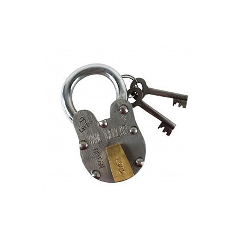Antique Style Wine Cellar Padlock with 2 Skeleton Keys