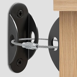 Utook Furniture Anchors for Baby Proofing, Anti Tip Furniture Anchor Securing 420lbs Tension Earthquake Resistant Metal Furniture Wall Anchor Prevent Baby Pet from Falling Furniture（6 Pack，Black）