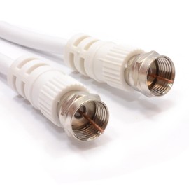 kenable Satellite F Connector Plug to Plug 75 ohm RG59 Cable White Lead 5m [5 metres]