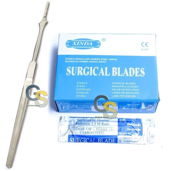 G.S 100 Scalpel STERILE Blades #12 with Free Scalpel Handle #7