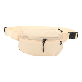 Sports Waist Bag Large Capacity Waterproof Nylon Fanny Pack Belt Bag with Headphone Hole for Workout Running Traveling Khaki