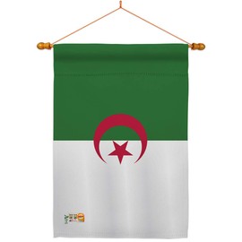 Americana Home & Garden HS140005-BO-03 Algeria World Nationality Decorative Vertical House Flag Set, 28"x 40" w/Flagpole, Multi-Color