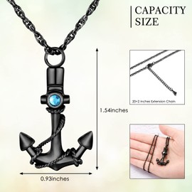 abooxiu Urn Necklace for Ashes Anchor Cremation Jewelry for Ashes Memorial Ashes Necklace Keepsake Stainless Steel Cremation Necklace for Human Ashes Urn Pendant Jewelry Ashes Holder for Men Women