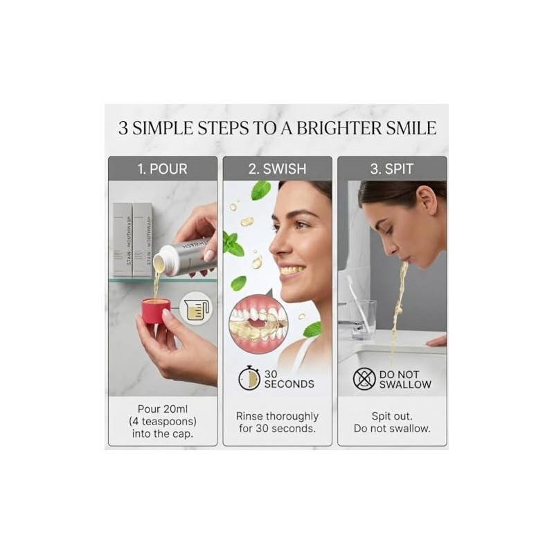 Stain Mouthwash 2 Pack - Alcohol-Free Gunk Removing Oral Rinse