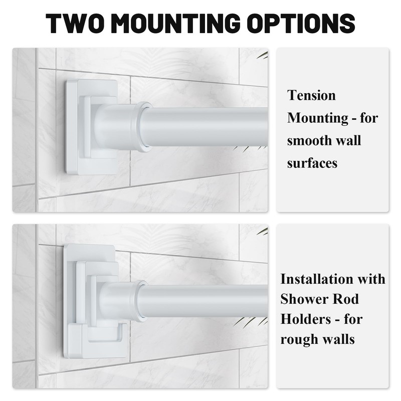 UIOSANRT White Shower Curtain Rod 31-55 inches with Holders, Stainless