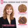 Real Human Hair Topper for Women Clip In Bangs Handmade
