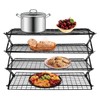 4-Tier Collapsible Cooling Rack – 16" x 10" Adjustable Stackable