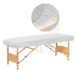 100PCS Disposable Fitted Massage Table Sheets, Heavy Duty Elastic Disposable Bed Cover, Breathable Disposable Fitted Sheets for Spa White Non Woven Fabric 36 x 85 Inch
