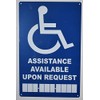 Assistance Available Upon Request with Phone Number Sign (Blue,Aluminium, 9x14)-The