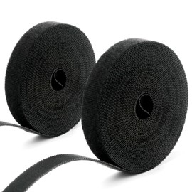 Cable Binding Tape Cable Band Wrap Strap - 32.8 ft (10 m) Cable Organization Tape Wire Storage Tape Fixing Reusable Belt (0.6 in x 16.4 ft (15 mm x 5 m) 2 Rolls Black)