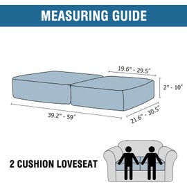 H.VERSAILTEX Velvet Stretch Couch Cushion Cover Plush Cushion Slipcover for Chair Loveseat Sofa Cushion Furniture Protector Seat Cushion Sofa Cover (2 Piece Medium Sofa Cushion Covers, Rust)