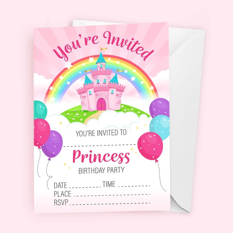 32 Princess Party Invites - Kids Childrens Birthday Party Invitations