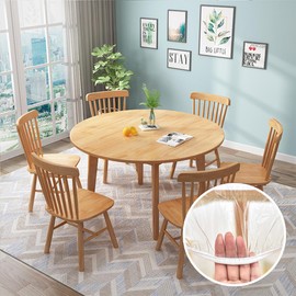 IBEQUEM Clear Round Fitted Vinyl Tablecloth with Elastic Edged, PVC Elastic Edged Table Cover, Waterproof Oilcloth Heavy Duty Elasticized Table Cover, Clear Plastic Tablecloth Protector (60Inch)