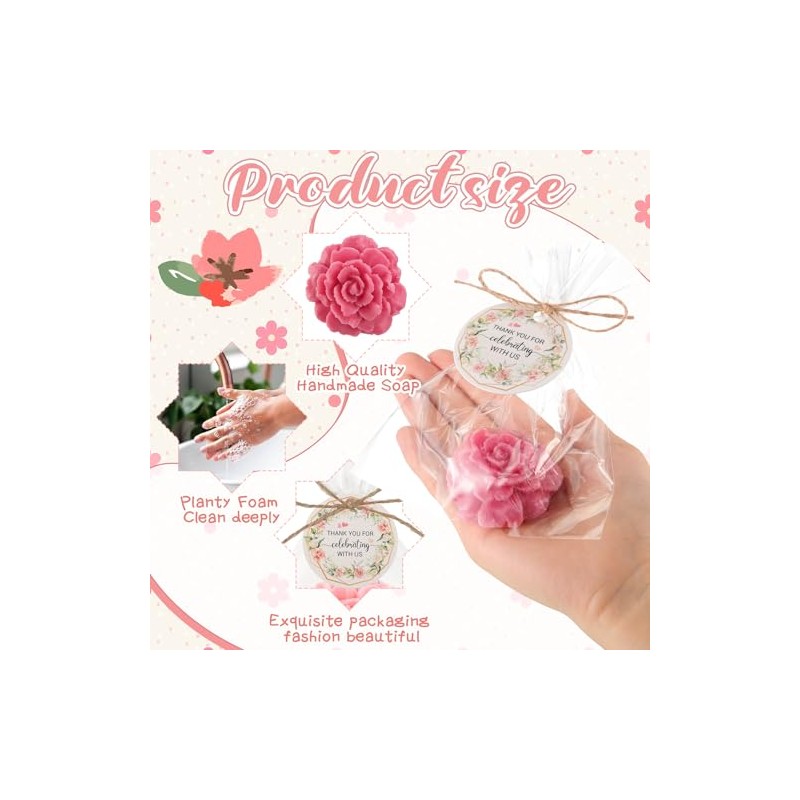 Demissle - Juego de 40 jabones de flores de rosas