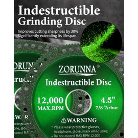 ZORUNNA 5 Pack 4.5 Inch Indestructible Disc for Grinder, Indestructible Disk for Angle Grinder 7/8" Arbor, Cutting Discs for Smooth Cutting, Chamfering, Grinding Fit All Material.