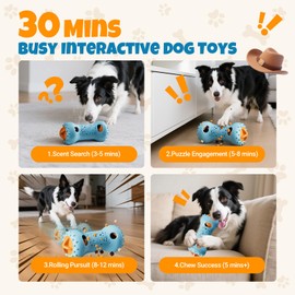 FOXMM Interactive Treat Dispensing Dog Toys – Adjustable Puzzle Toy to Keep Dogs Busy, Mental Stimulation, Cognitive Fun and Boredom Buster for Puppy Teething, for Small Medium Large Dogs