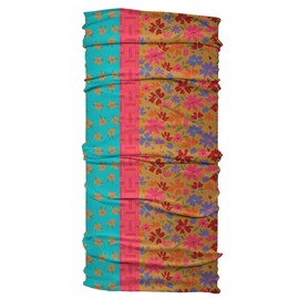 Karma Teal/Apricot Split Floral Headband for Women - Wide - Fabric Headband and Stretchy Hair Scarf - Teal/Apricot