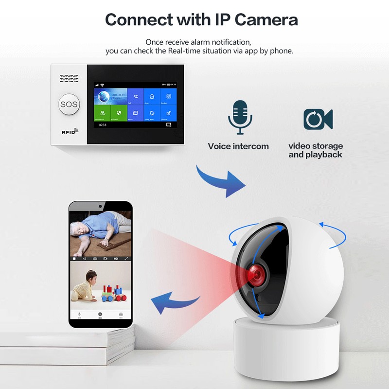 WiFi Home Alarm System High Decibel Voice Prompt Infrared Sensing