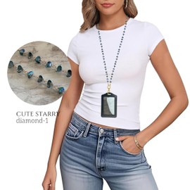 3Pcs Cute Stone Beaded Lanyards for ID Badges for Women Cute Gold Breakaway Lanyard Teacher Badge Lanyards for Women Eyeglass Chain Lanyard Also