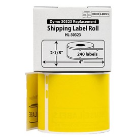 HOUSELABELS Compatible DYMO 30323 Yellow Shipping Labels (2-1/8" x 4"), Strong Permanent Adhesive, Compatible with DYMO LW 450, 4XL, Rollo & Zebra Desktop Printers, 50 Rolls /12000 Labels