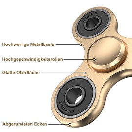 Coolden Fidget Spinner EDC Hand Spinner Fidget Metal Toy Stainless Steel Bearing 2-5 Minutes High Speed Finger Spinner Toy ADHD Anti Anxiety Tri-Spinner Fidget Toys for Children Gold
