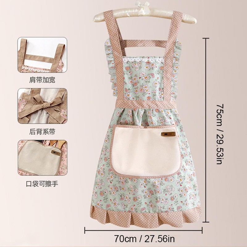 Kitchen Cooking Apron, Chef Apron Cute Apron for Women，Polyester Cotton