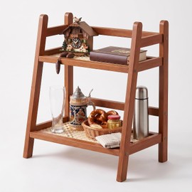 Geflecht Optik Kaffeestation Organizer, 2 Tiers Bambus Küchenregal | Arbeitsplatte Becherhalter MatchaRegal, für Tee Kaffee Bar Tassen Display Gewürz