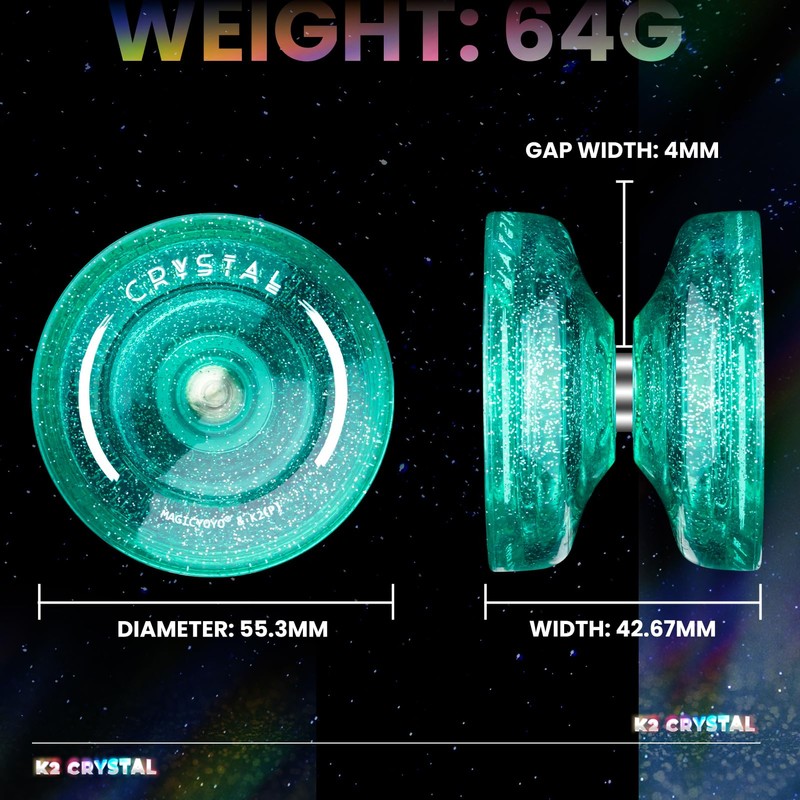 MAGICYOYO K2 Crystal Green Glitter Clear Yoyo, Finger Spin Trick