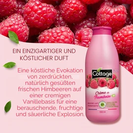 Cottage Shower Gel Moisturising Milk - Organic Raspberry Cream - 97% Ingredients of Natural Origin - Bottle 100% Plant Origin - 550ml