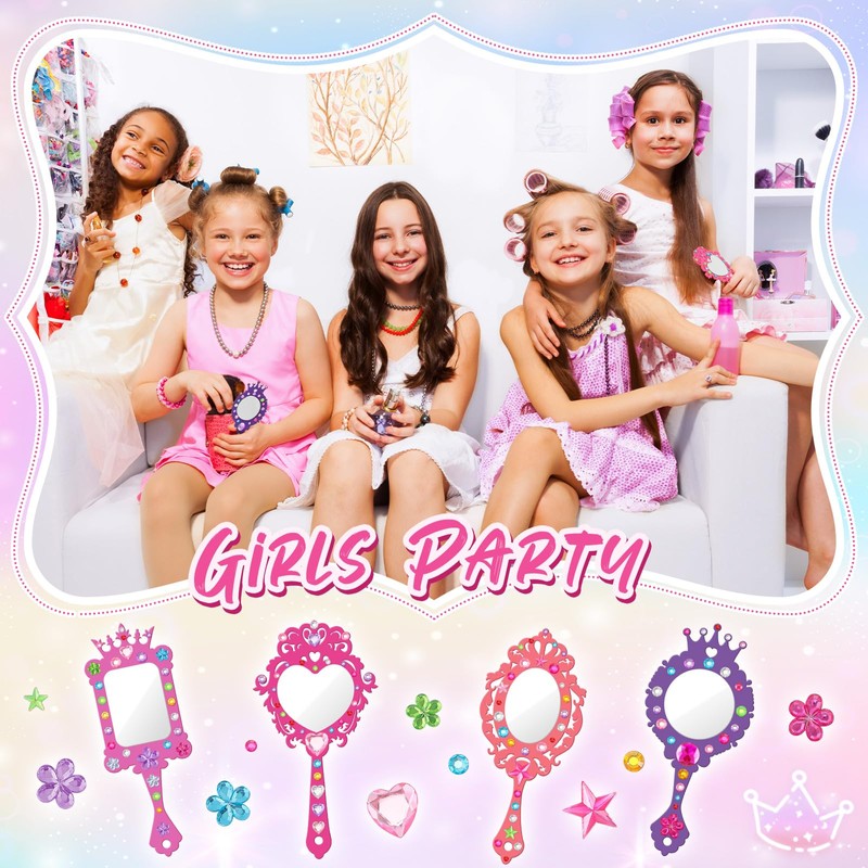 Juexica 8 Sets Wooden Mirror Craft Kit, Girls DIY Princess