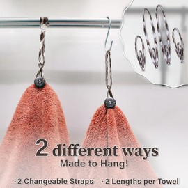 myHomeBody kitchen towels with hanging loop | Round Carbon Fiber Towels, Soft and Absorbent | Set of 2 Brick Red Towels