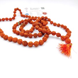 BRIJ HAAT Panch mukhi rudraksha mala 108+1 Beads for Meditation Brown