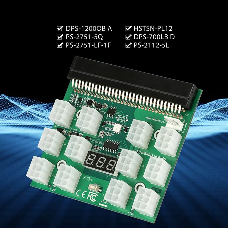 Acxico 1Pcs 6PIN 1200W Server Power Supply Breakout Board for