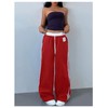 WDIRARA Women's Wide Leg Baggy Sweatpants Side Striped Number Graphic