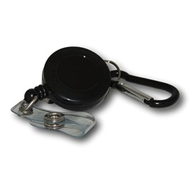 EPOSGEAR Retractable Reel Recoil Pull Key Ring Chain Cord Carabiner Belt Clip Ski Pass ID Card Badge Holder (1 Pack, Black - ID Clip)