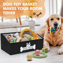 Mutiearo Dog Toy Basket, Specially Designed for Dog Toy Storage, Collapsible Dog Toy Box with Handle，Perfect for Storing Pet Toys and Accessories - Black