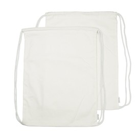 Augbunny 100% Cotton Canvas Drawstring Backpack Gym Sack pack 2-Pack (White, Small)