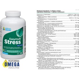 Platinum Naturals Easymulti Stress for Men, 120 softgels 60-Day Supply with Gaba, Omega 3 Fish Oil, B-Complex Vitamins B1, B2, B3, B5, B6, B12, Vitamin D3 - Absorb More with Healthy Oils