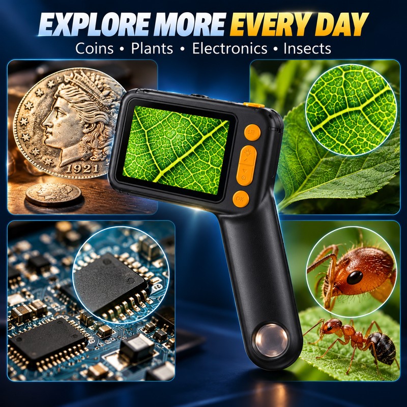 Handheld Digital Microscope for Coin Collecting & PCB Inspection –