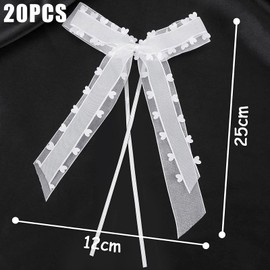 Bymivofun 20pcs White Car Bows White Wedding Bows Aerial Bows for Wedding Decoration Car Table Room Party Decoration Candy Bags