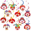 Pack of 12 Spiral Garlands with Clown Motif, Carnival Streamers