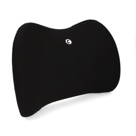 cartrend Lumbar Cushion Memory Foam, Ergonomic Back Cushion for Car, Office & Travel, Breathable, Removable Cover, Support for Healthy Sitting Posture, Pack of 1, Black